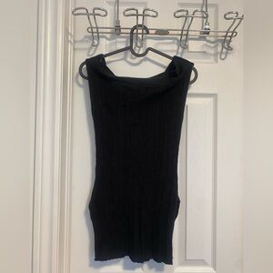 Black Ribbed Knit Off the Shoulder Top